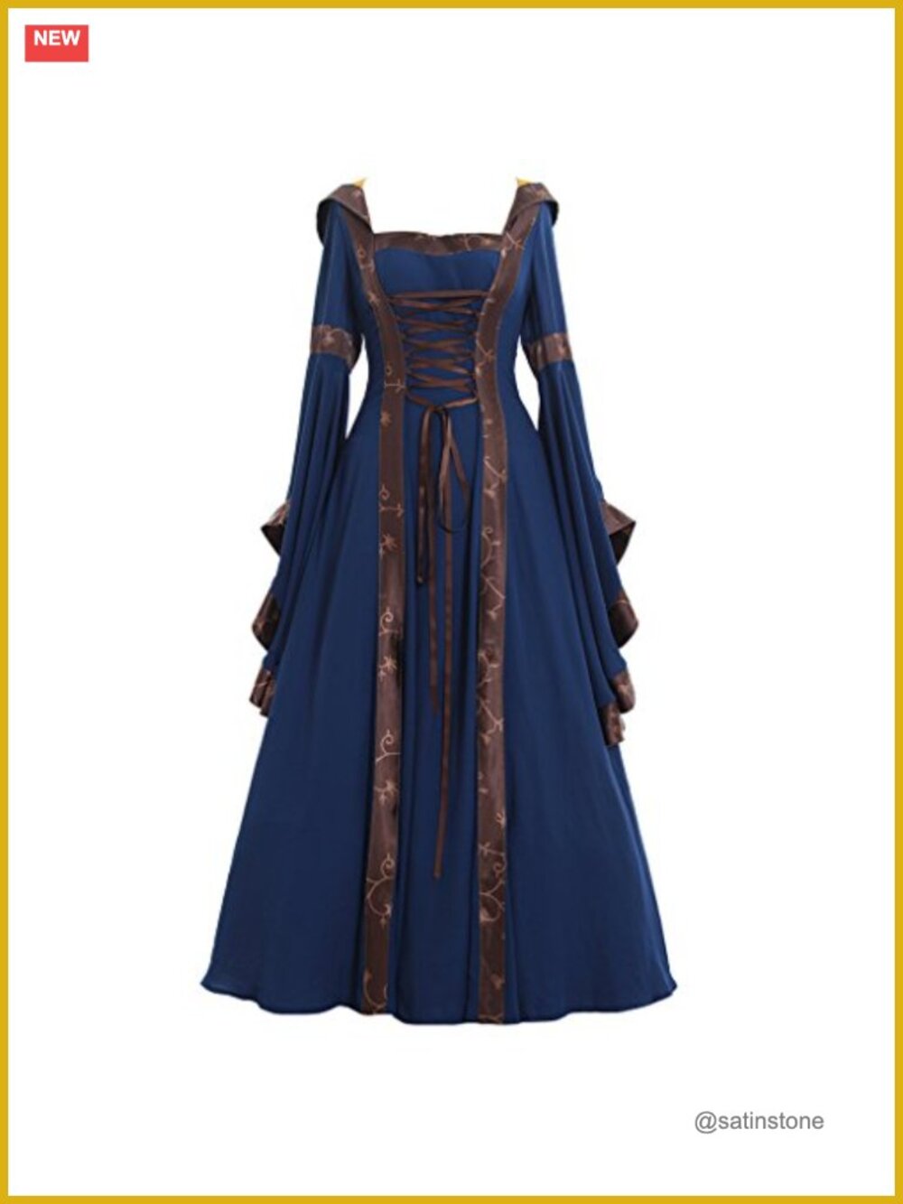 Gothic Victorian Witch Vampire Hooded Dress Trumpet Sleeves Cosplay Gown